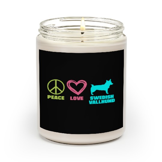 Swedish Vallhund Mom Peace Love Saying Scented Candles