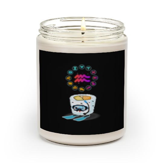 Japanese Sushi Funny Aquarius Zodiac Sushi Lover Scented Candles