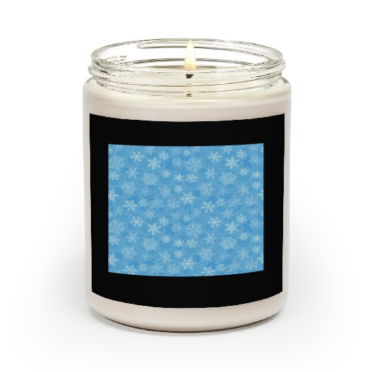 Pretty Light Blue Snowflakes Pattern Scented Candles