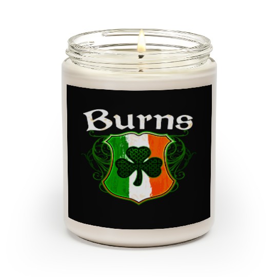 Burns Irish Surname Ireland Flag Shield Shamrock Scented Candles