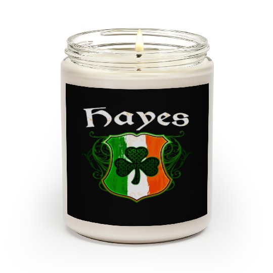 Hayes Irish Surname Ireland Flag Shield Shamrock Scented Candles