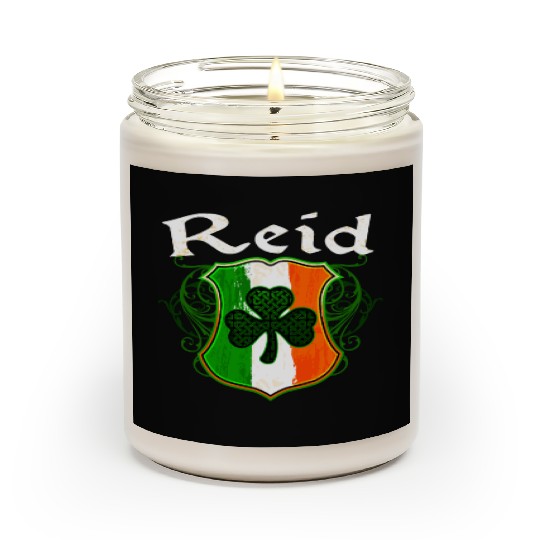 Reid Irish Surname Ireland Flag Shield Shamrock Scented Candles