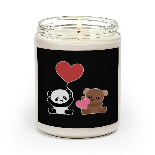 bears friends animals cute heart panda Scented Candles