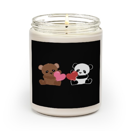Panda Bears AnimalLove Hearts Cute Friends Scented Candles