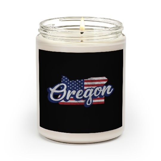 US Flag Oregon Map Design for proud Oregonians Scented Candles