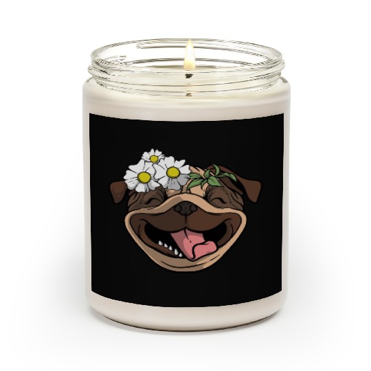 Dog Pug Flower Scented Candles