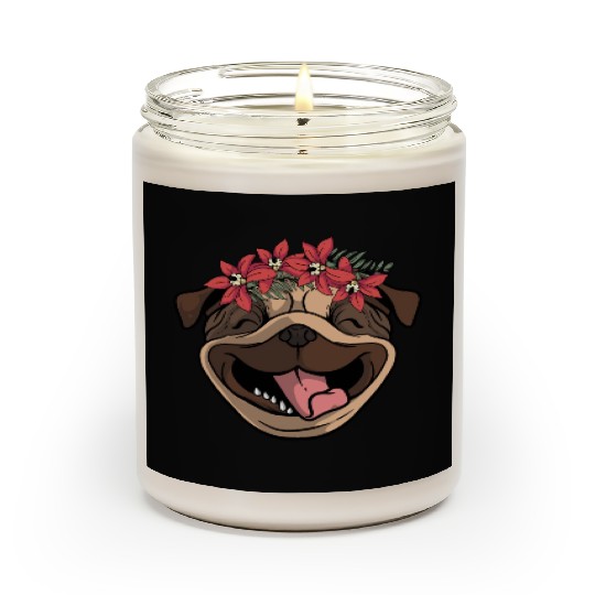 Dog Pug Flower Scented Candles