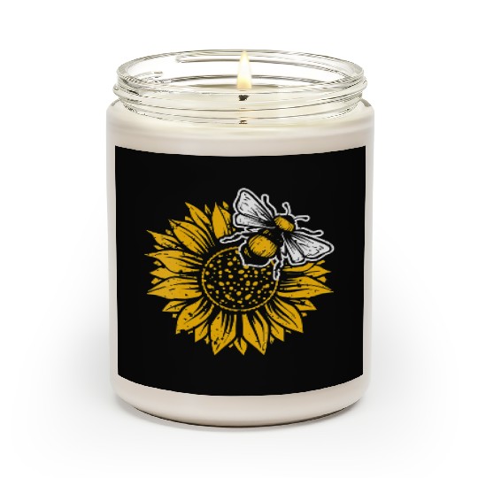 Womens Bumblebee Sunflower Springtime Save The Bee Scented Candles