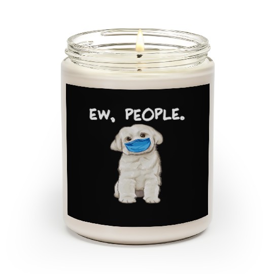 Maltese Ew People Dog Wearing Face Mask Scented Candles
