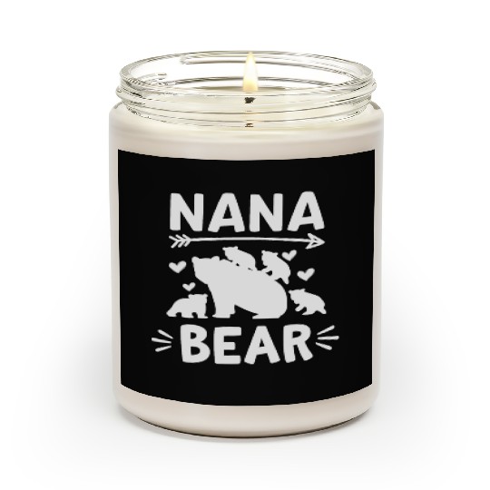 Nana Bear 4 Cubs Cute Grandparents Day Gift 4 Gran Scented Candles