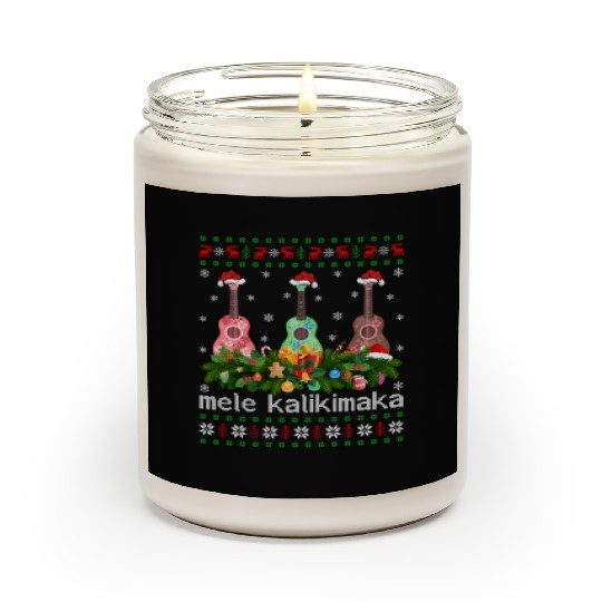 Mele Kalikimaka Ukulele Guitar Gift Ugly Ukulele Scented Candles