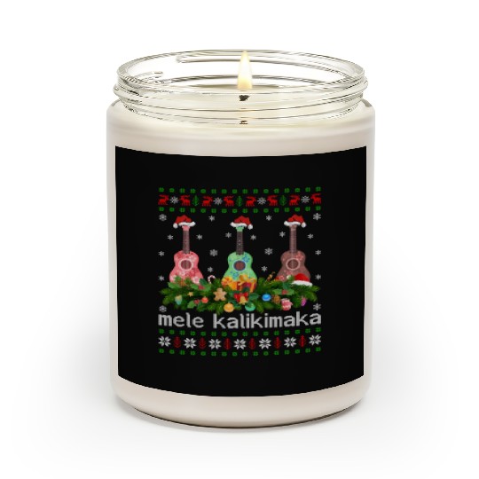 Mele Kalikimaka Ukulele Guitar Gift Ugly Ukulele Scented Candles