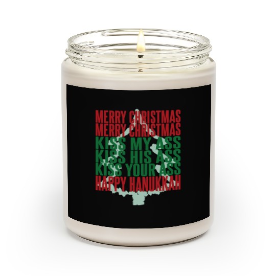 Merry Christmas Kiss My Ass Funny Hanukkah Tree Scented Candles