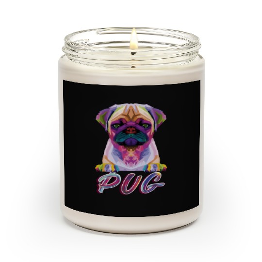 Dog Breed Colorful Pug Scented Candles