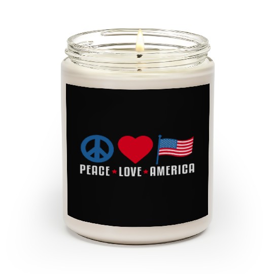 Peace Love America US Flag Independence Scented Candles