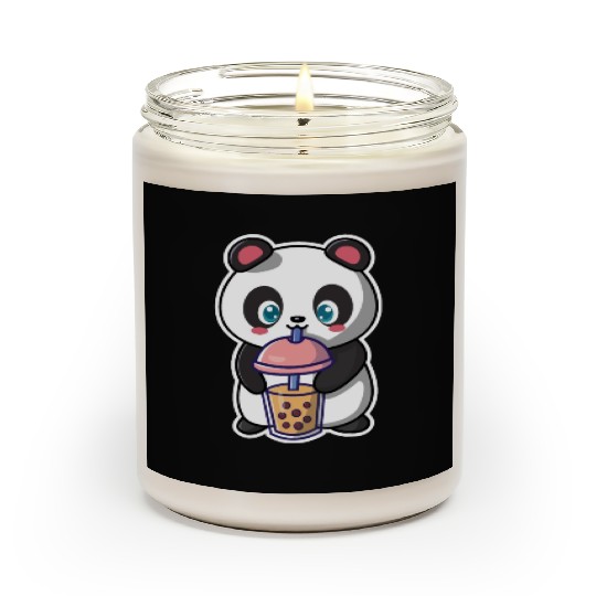 Panda Bear Boba Milk Tea Funny Bubble Tea Lovers Scented Candles