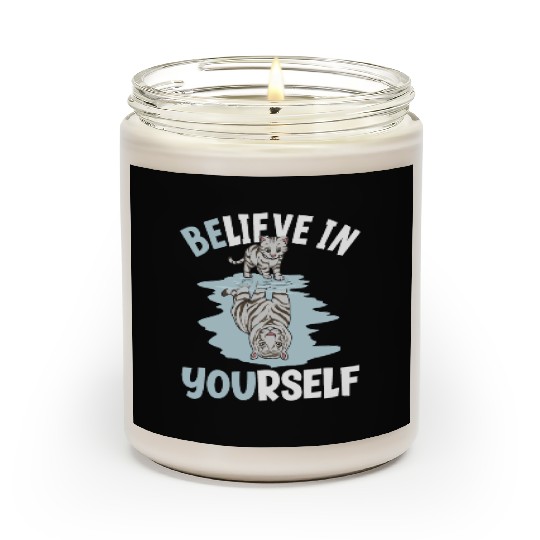Believe In Yourself White Tiger Mirror Reflection Scented Candles