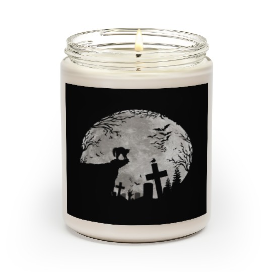 Halloween Black Cat Werewolf Full Moon Bats trick Scented Candles