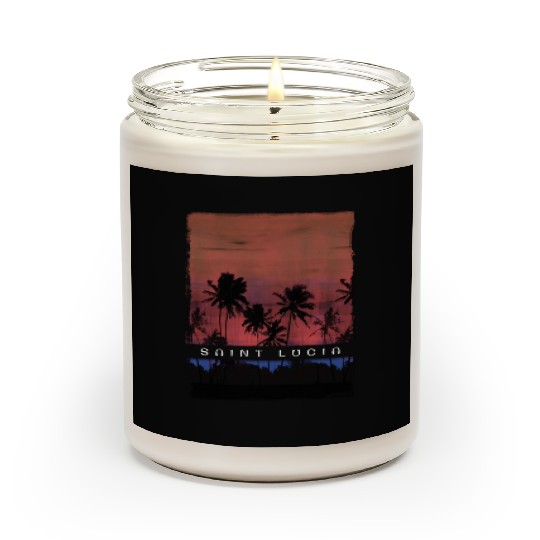 St Lucia Caribbean Vacation Souvenir Palm Tree Scented Candles