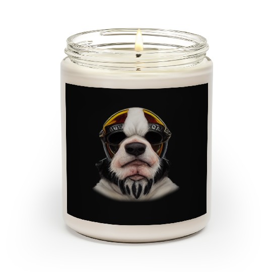 Biker Saint Bernards dog portrait motorcycle Scented Candles