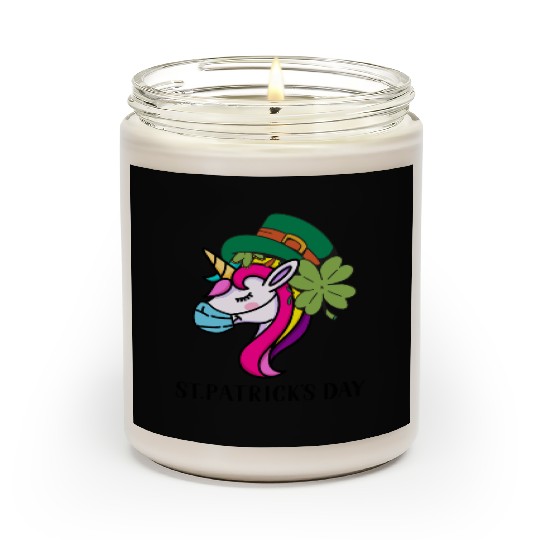 Toddler Girls St Patricks Day Rainbow Unicorn Face Scented Candles