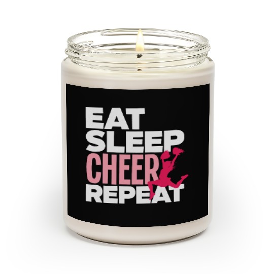 Eat Sleep Cheer Repeat Funny Cheerleading Gift Scented Candles