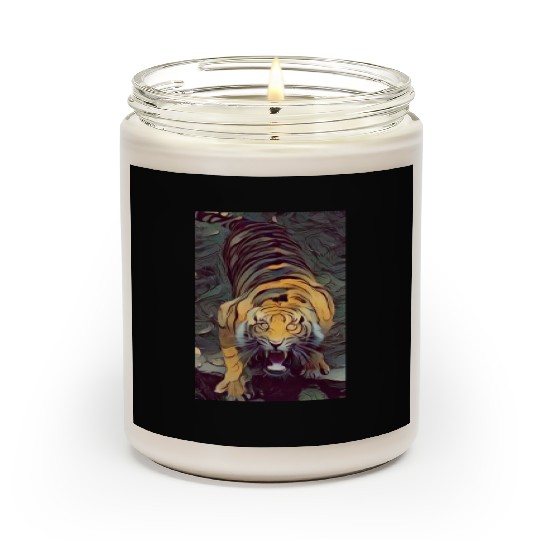 Tiger Color Painted Looking Up Scented Candles