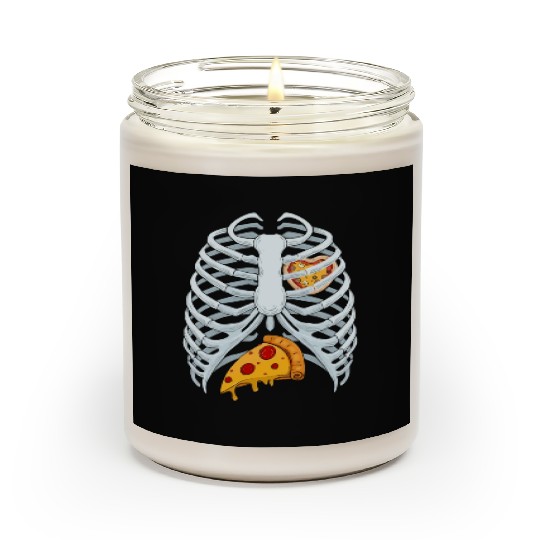 Funny PIzza Skeleton Rib Cage Halloween Costume Scented Candles