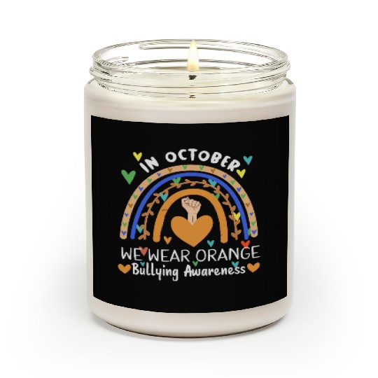 Rainbow in October orange Unity Day bullying Scented Candles