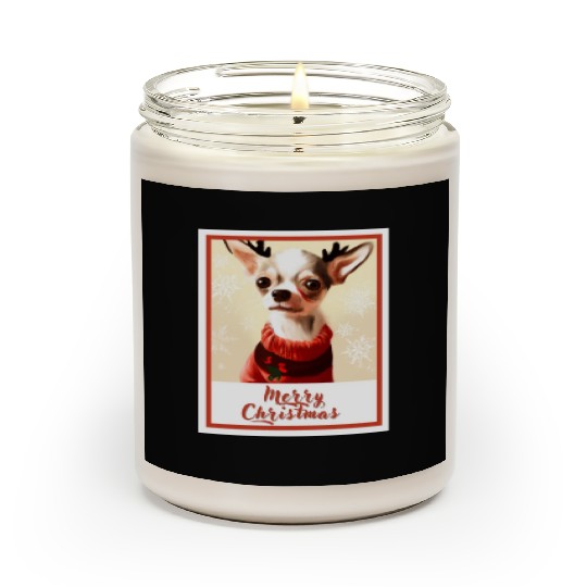 Christmas portrait of a little chihuahua dog. Scented Candles
