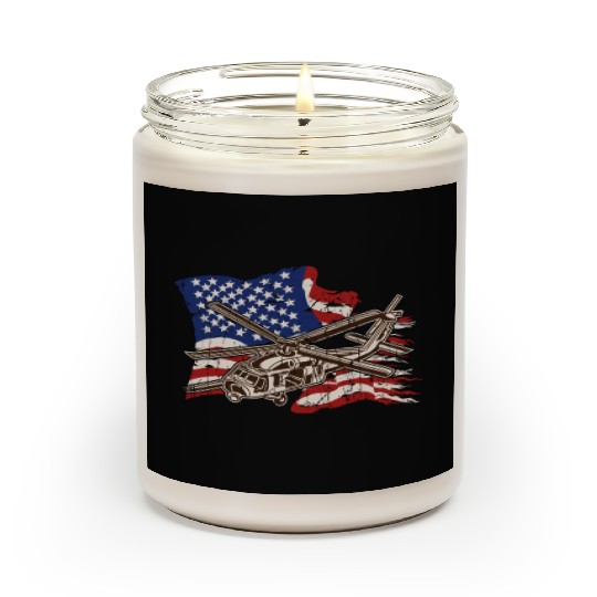 Helicopter with american flag background - chopper Scented Candles