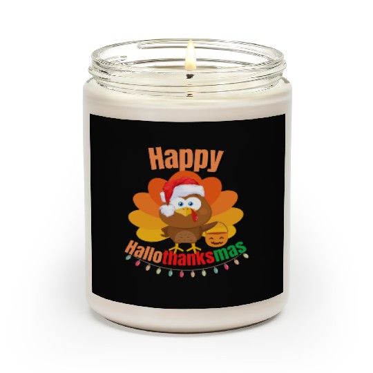 Happy Hallothanksmas Trick or Treat Santa Turkey Scented Candles