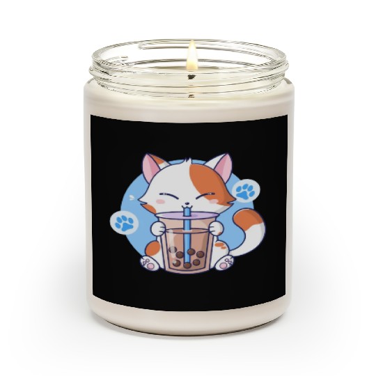 Cat Boba Tea Bubble Tea Kawaii Anime Japanese Neko Scented Candles