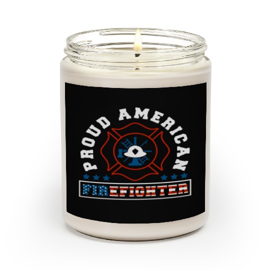 Proud American Firefighter Firetruck US Flag Scented Candles