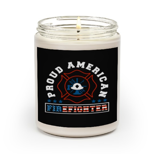 Proud American Firefighter Firetruck US Flag Scented Candles