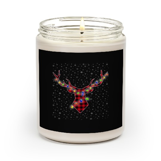Buffalo Plaid Reindeer Deer Funny Christmas Pajama Scented Candles