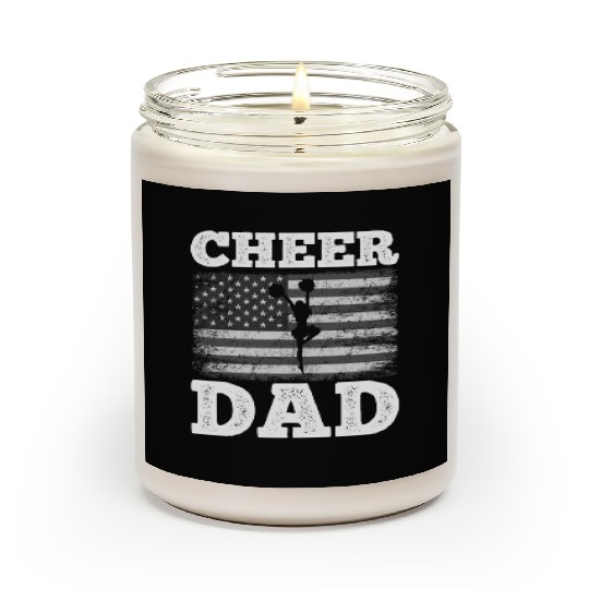 Cheer Dad American Flag Vintage Funny Cheerleader Scented Candles