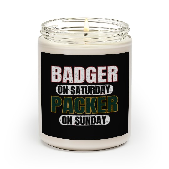 Badge On Saturday Packer On Sunday Green Bay Funn Scented Candles