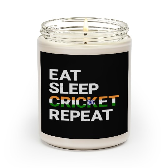 Eat Sleep Cricket Repeat IND Flag Sports Gift Scented Candles