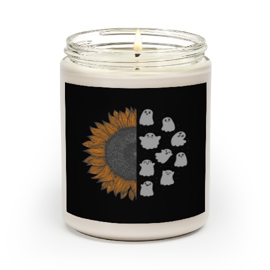 Halloween Theme Cute Ghost Sunflower Coffee Lover Scented Candles