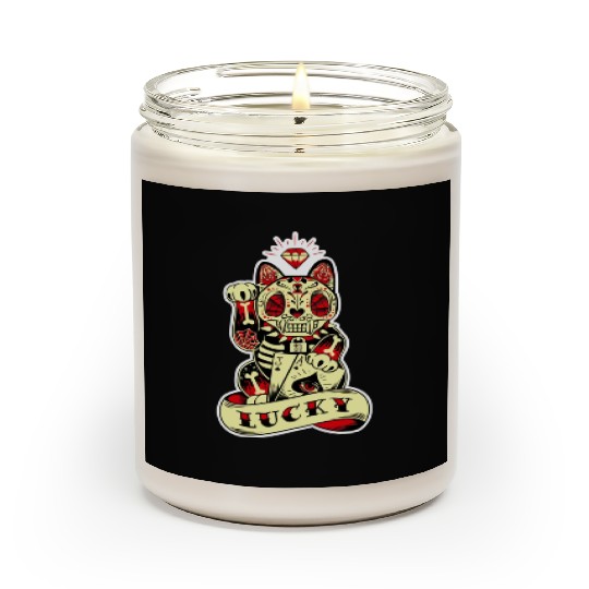 lucky cat Skull Candy Scented Candles