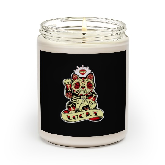 lucky cat Skull Candy Scented Candles
