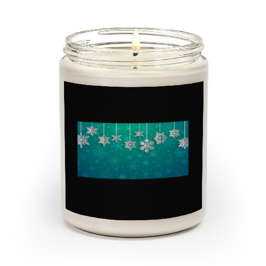 Elegant Hanging Snowflakes Teal Scented Candles