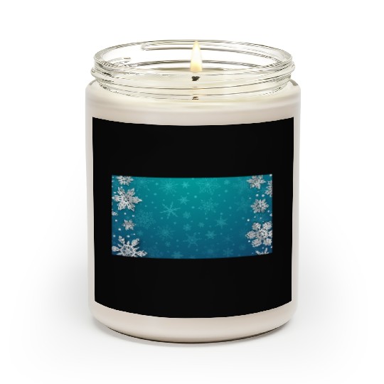 Winter Snowflakes Teal Pattern Scented Candles