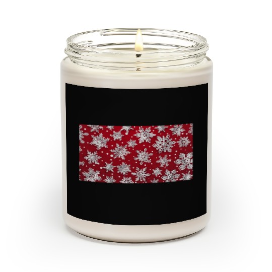 Modern Snowflakes Pattern Red Scented Candles
