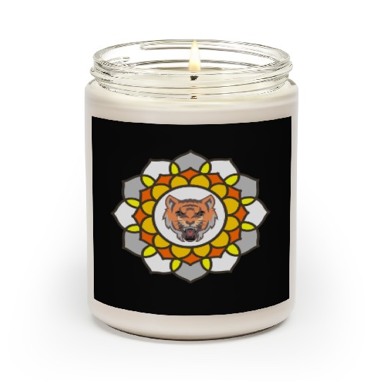 mandala tiger halloween Scented Candles graphic