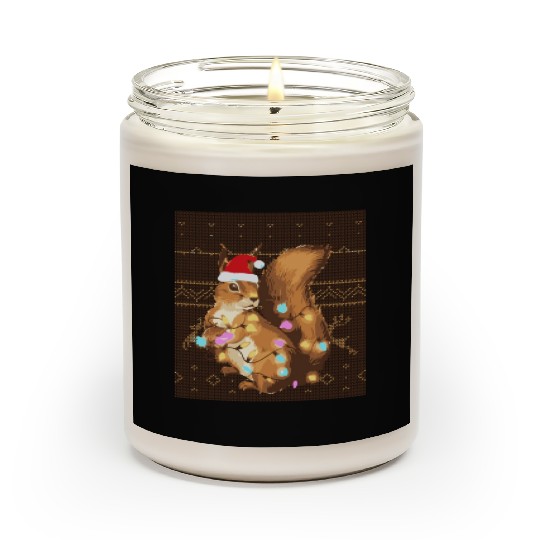 Squirrel Lover Squirrel Ugly Christmas Xmas Scented Candles