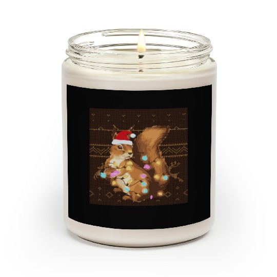 Squirrel Lover Squirrel Ugly Christmas Xmas Scented Candles