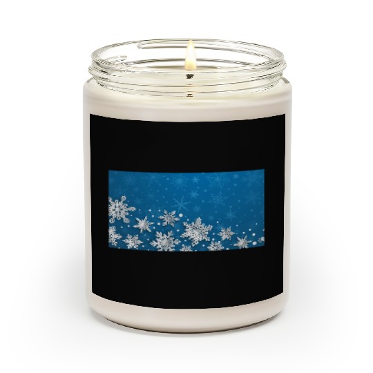 Modern Blue Snowflakes Pattern Scented Candles