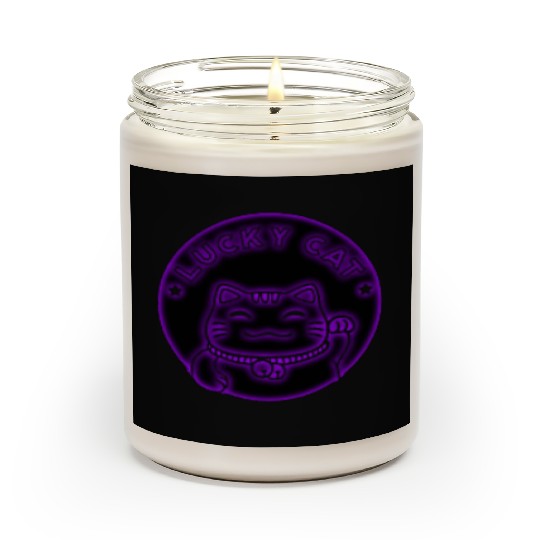Purple neon lucky cat Scented Candles